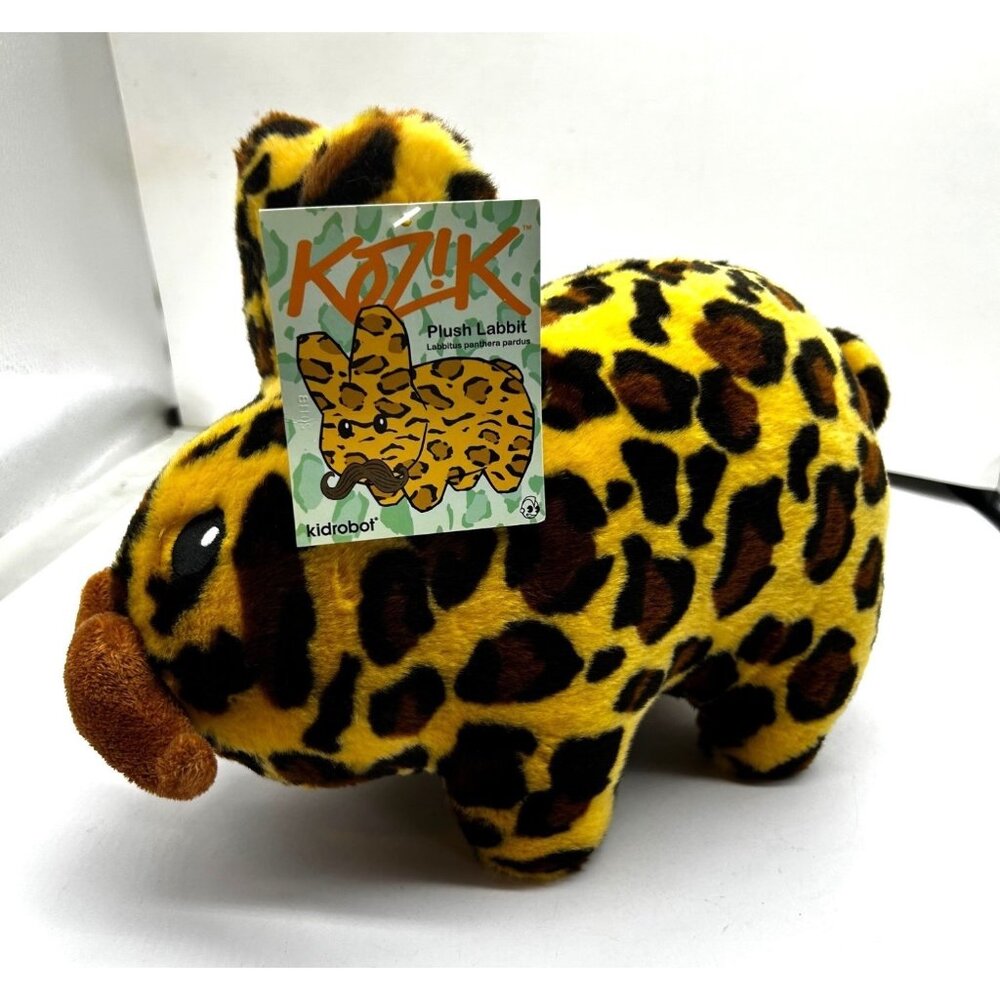 Kozik x Kidrobot Leopard Print  Labbit with Mustache 10" Plush Stuffed Animal 20 - Picture 1 of 10